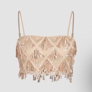 Cider crop top, medium, champagne in color, with sequins